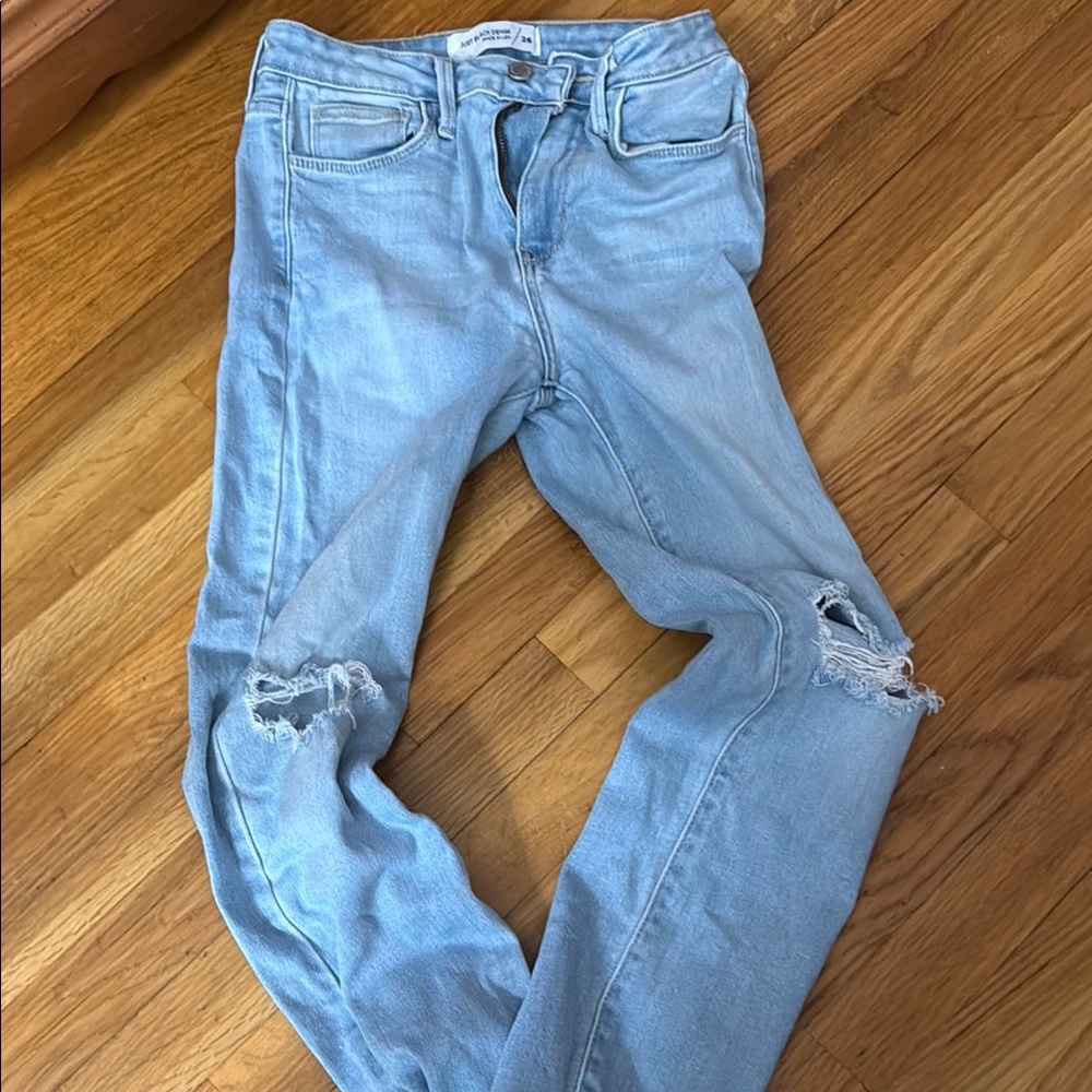 Just Black Blue Skinny Jeans Distressed Stretch